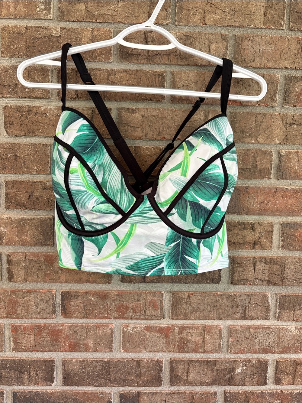 torrid Green Leaf Print Longline Bralette with Black Trim